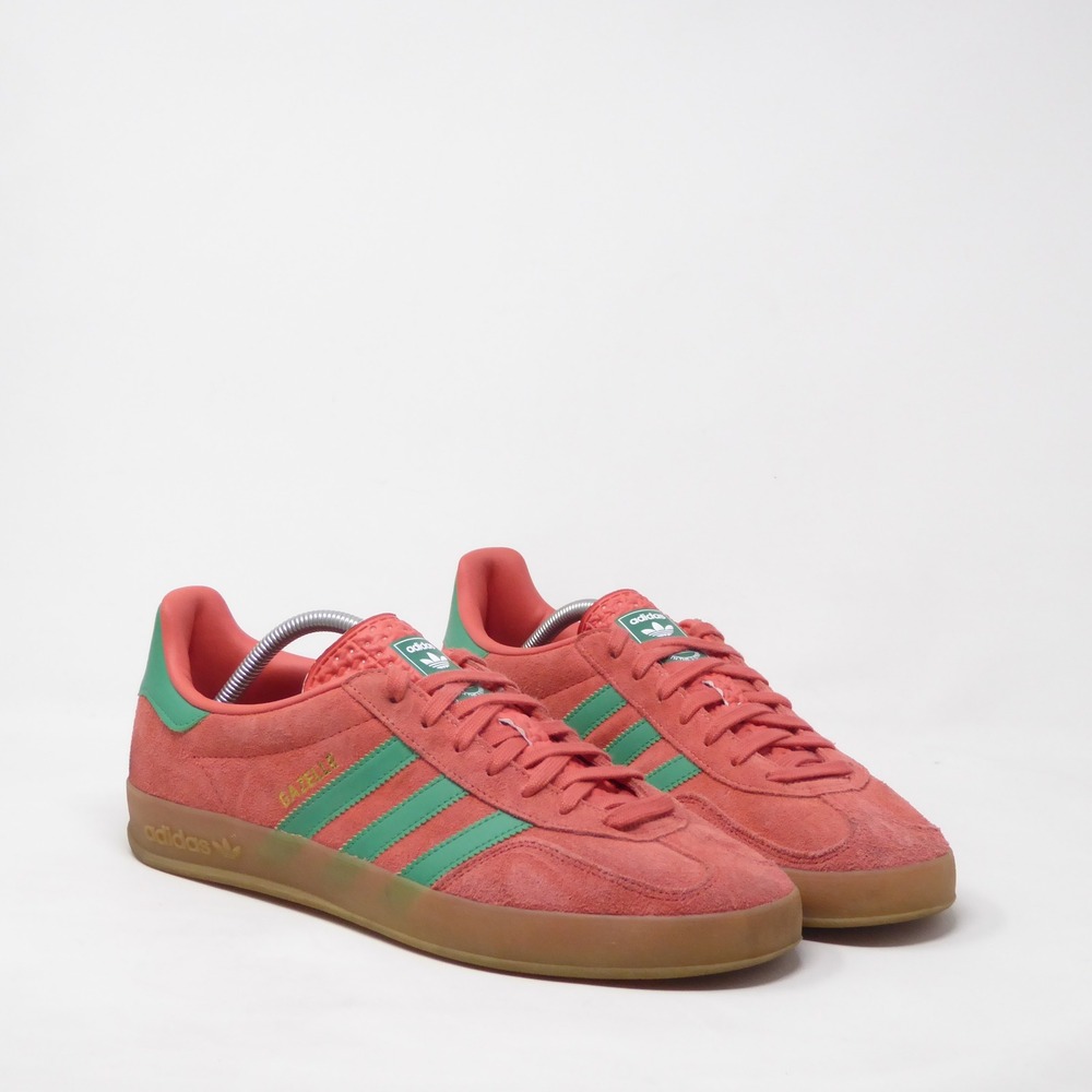 Adidas Mens Gazelle Indoor Scarlet Court Green Pink Green Gum Sole Sneakers 11.5